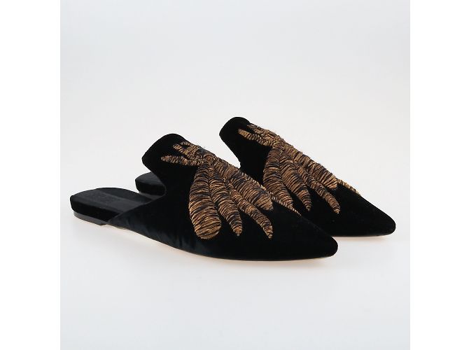SANAYI 313 Schwarze, mit Spinnen bestickte Mules