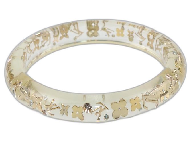Louis Vuitton Bracciale rigido con monogramma color oro in resina trasparente D'oro