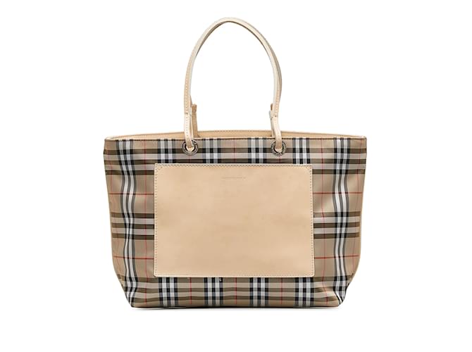 Bolsa Burberry House Check Bege Couro  ref.1155890