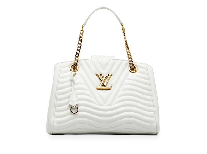 Bolsa Louis Vuitton Wave Corrente Branca Branco Couro  ref.1155912