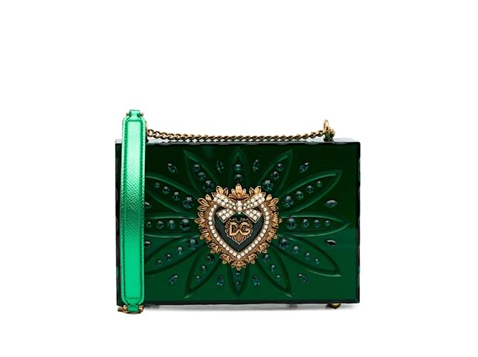Dolce & Gabbana Bolso bandolera Devotion de plexiglás verde Dolce&Gabbana Lienzo  ref.1155919