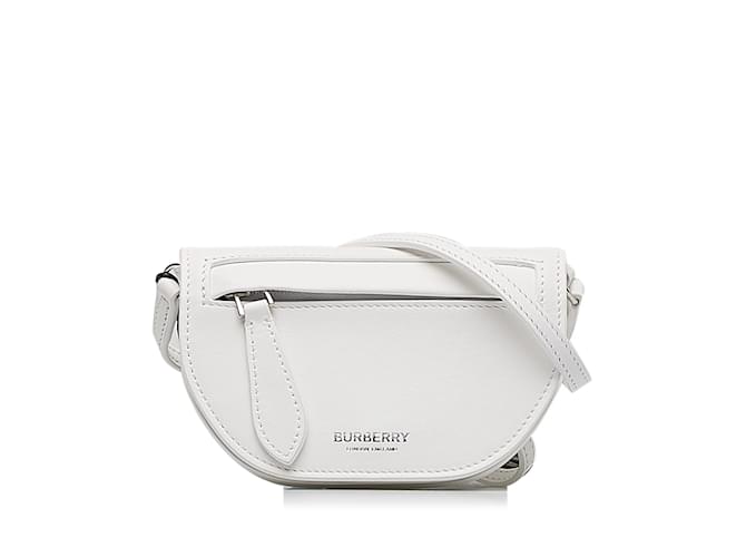 White Burberry Mini Leather Olympia Crossbody Bag  ref.1155932
