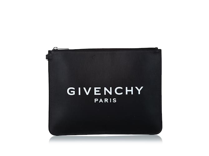 Bolsa clutch preta com logotipo Givenchy em couro Preto  ref.1155955