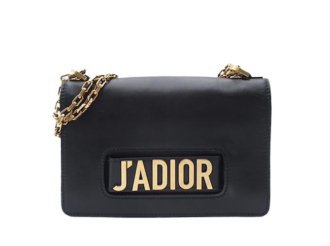 Bolsa Dior média JAdior preta com corrente Preto Couro  ref.1156008