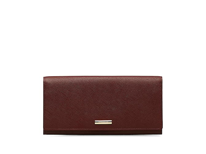 Red Burberry Leather Long Wallet  ref.1156051