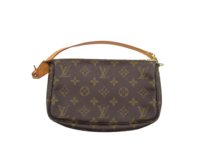 Brown Louis Vuitton Monogram Pochette Accessoires Baguette Leather