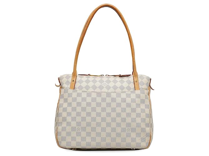 White Louis Vuitton Damier Azur Figheri PM Shoulder Bag Leather  ref.1156095