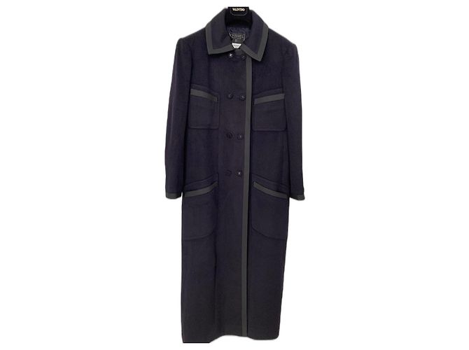 Cappotto Chanel in cashmere nero e blu