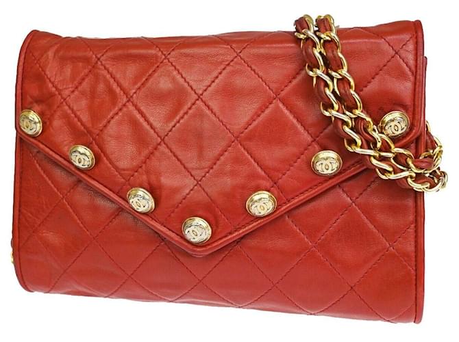 Timeless Chanel Matelassé Red Leather  ref.1156317