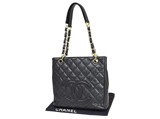 Timeless Chanel Petite Shopping Tote Black Leather  ref.1156337
