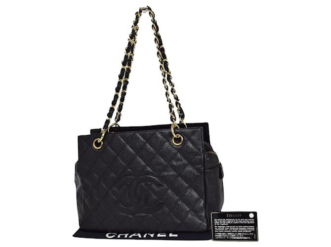 Classique Chanel shopping Cuir Noir  ref.1156345