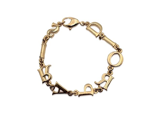 Christian Dior Vintage Gold Spell Out Dior Paris Letter Bracelet Golden Metal  ref.1156680