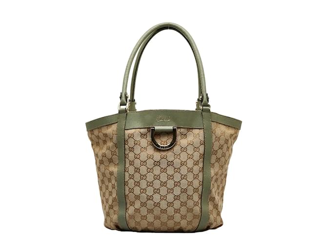 Gucci GG Canvas Abbey D-Ring Tote Bag 211982 Brown Cloth  ref.1156704