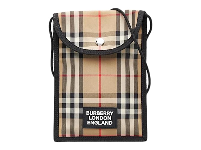 Burberry House Check Cotton Phone Crossbody Bag Brown  ref.1156719
