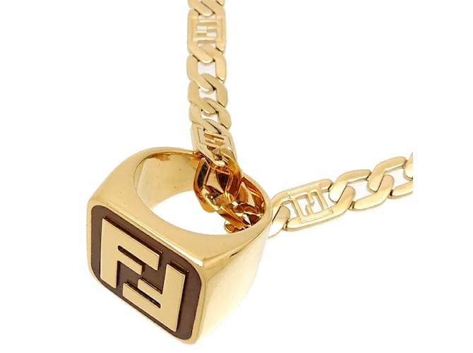 Fendi Colar com corrente e anel com logotipo Dourado Metal  ref.1156773