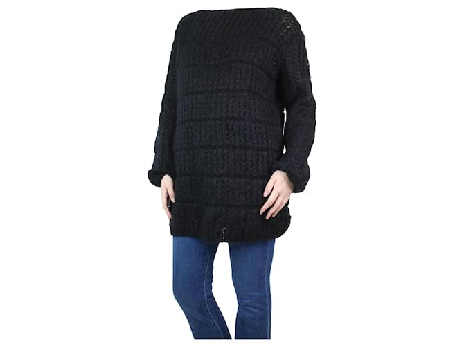 Saint Laurent Black open-knit mohair jumper - size XS  ref.1156827