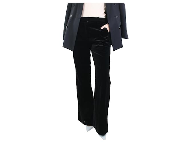 Autre Marque Black velvet flared trousers - size UK 12 Cotton  ref.1156830