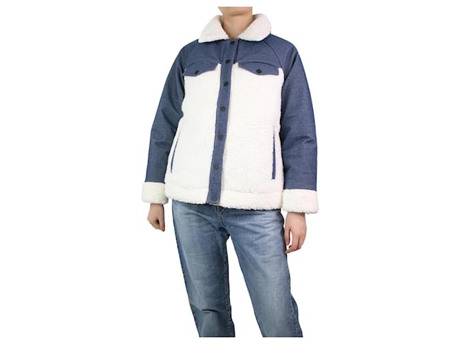 Autre Marque White and blue denim sherpa jacket - size S Polyester  ref.1156832