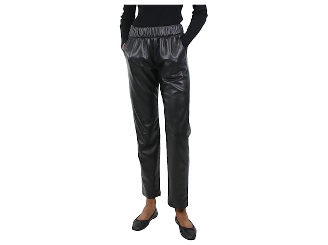 Anine Bing Black elasticated faux-leather trousers - size XS Polyester  ref.1156837