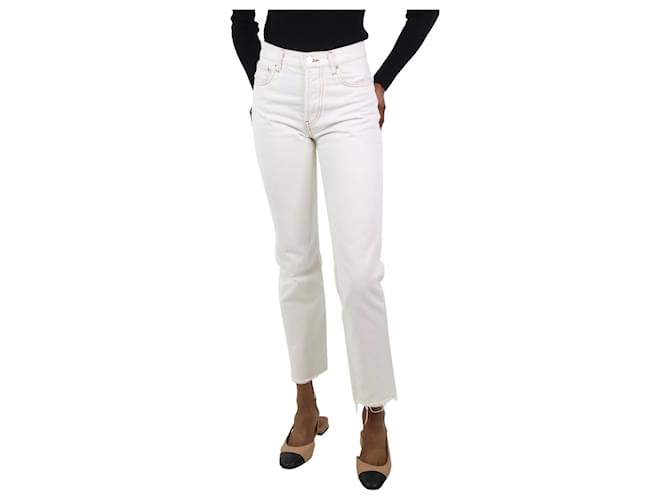 Anine Bing White straight-leg distressed jeans - size W25 Cotton  ref.1156838