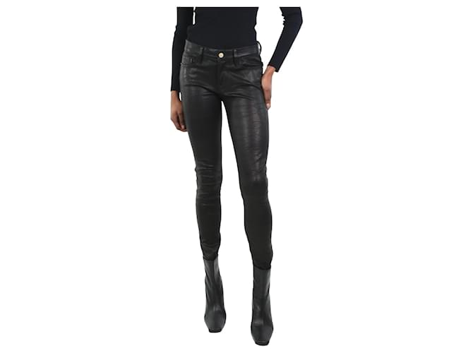 Frame Denim Black leather skinny jeans - size Waist 27  ref.1156843