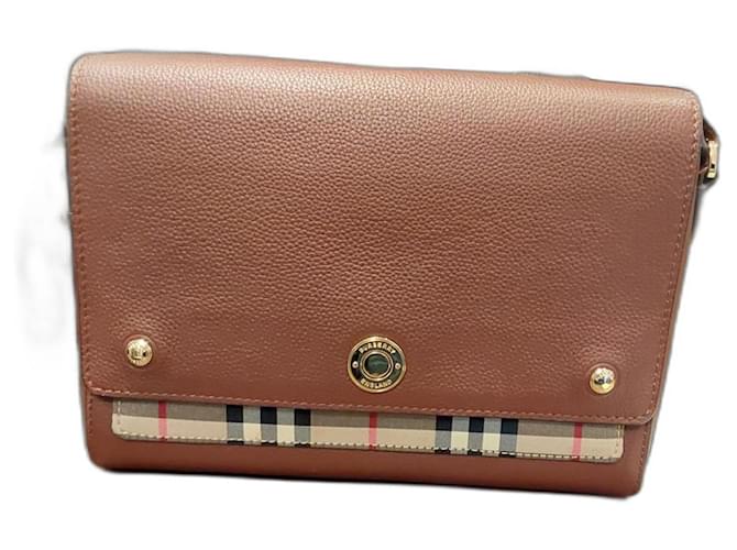 Burberry note check bag Brown Leather  ref.1156931