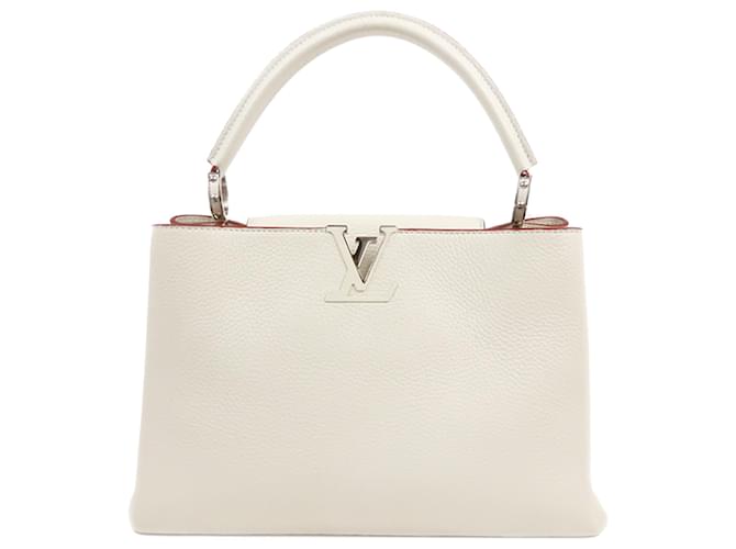 Louis Vuitton White Taurillon Capucines MM Leather Pony-style calfskin  ref.1157017