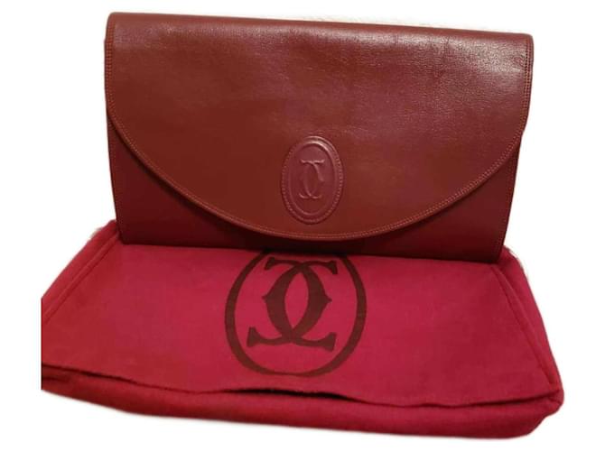 Cartier Clutch bags Dark red Leather  ref.1157078