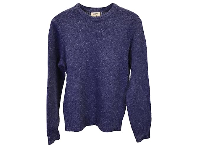 Acne Studios Melange Crewneck Sweater in Blue Wool Navy blue  ref.1157125