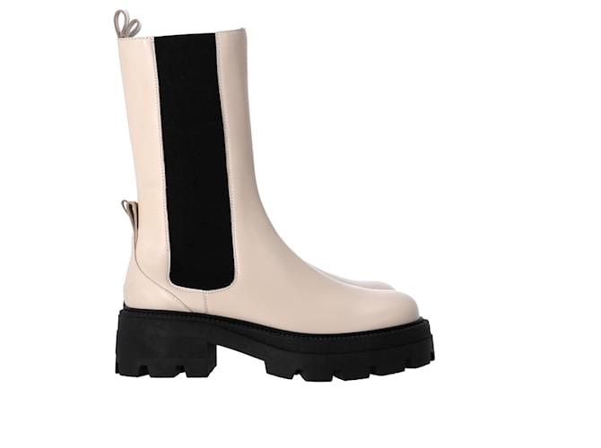 Sergio Rossi Milla Platform Boots in White Leather Cream  ref.1157127