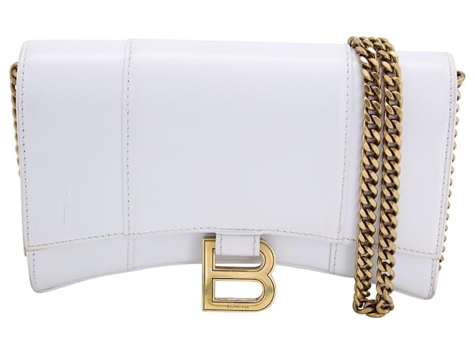 Balenciaga Hourglass Wallet On Chain in White Box Calfskin Leather Pony-style calfskin  ref.1157136