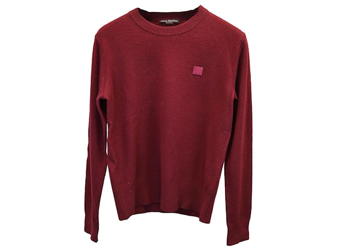 Acne Studios Face-Patch Sweater in Red Cotton  ref.1157137