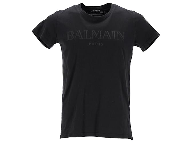 T-shirt con logo Balmain in cotone nero  ref.1157149