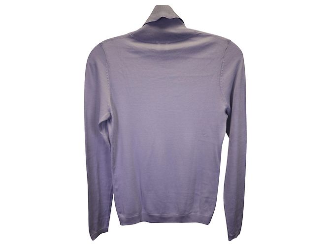 Iris & Ink Knitted Turtleneck Top in Blue Silk
