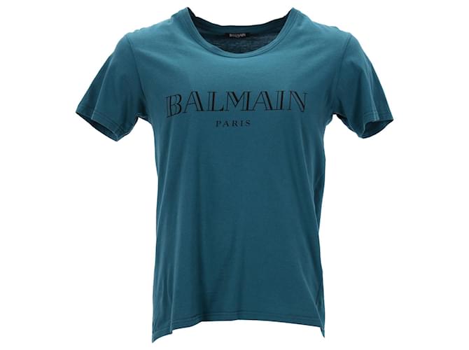 T-shirt Balmain Logo en Coton Vert  ref.1157154