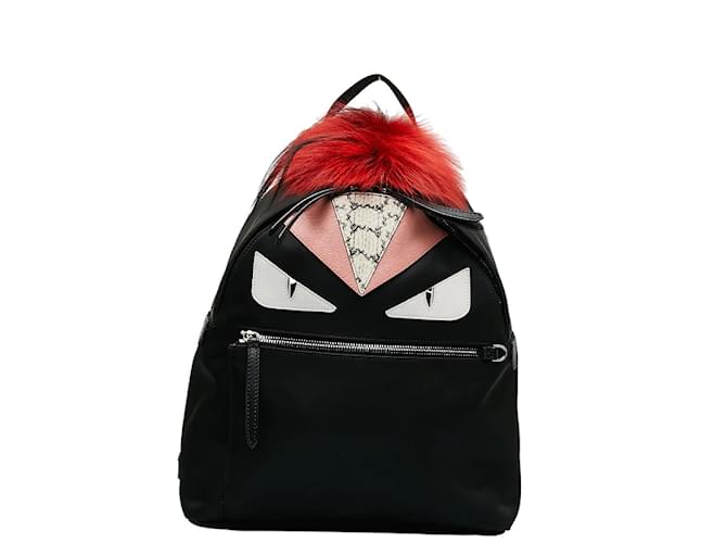 Fendi Nylon & Leather Monster Backpack 8BZ035 Black Cloth  ref.1157187