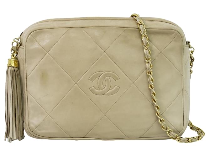 Chanel camera Beige Leather  ref.1157215