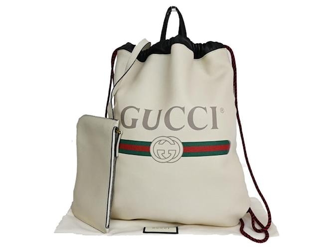 Gucci Drawstring Beige Leather  ref.1157346
