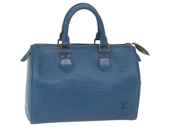 Louis Vuitton Epi Speedy 25 Bolsa de Mão Azul Toledo M43015 Autenticação de LV 59851 Couro  ref.1157677