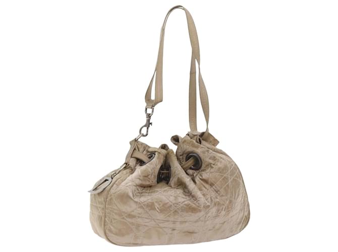 Christian Dior Canage Shoulder Bag Nylon Beige Auth bs9710  ref.1157703