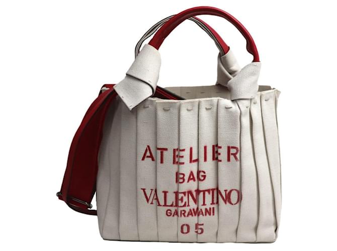 Sac Atelier Valentino Garavani 01 Toile Blanc  ref.1157755