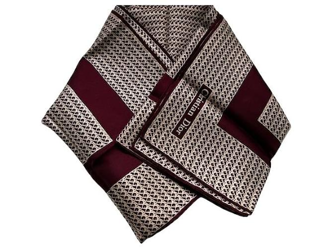 Christian Dior – lenço com monograma Bordeaux Seda  ref.1157910