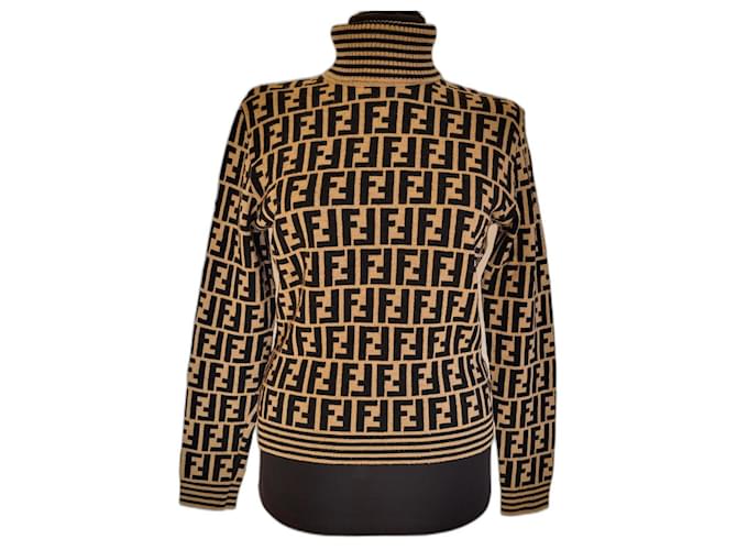 Fendi FF Zucca pattern sweater Brown Wool  ref.1157914