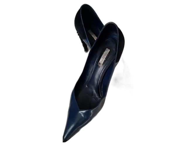 Louis Vuitton Tacones Negro Azul oscuro Cuero  ref.1157915