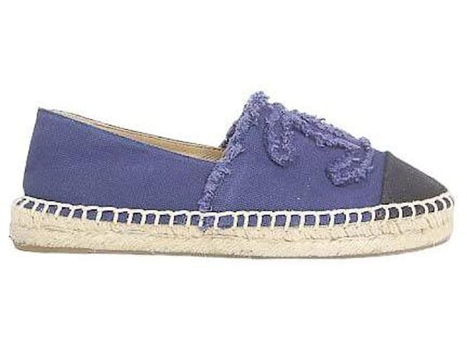 Chanel Espadrilles aus Leder Marineblau  ref.1157976