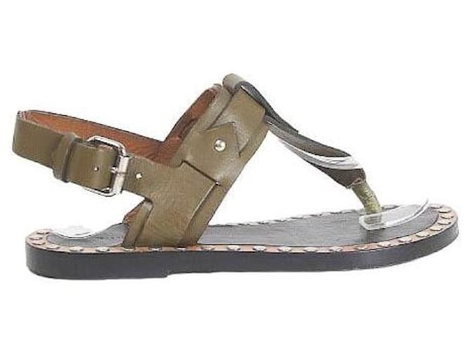 Isabel Marant Sapatos de sandália de couro Caqui  ref.1157978