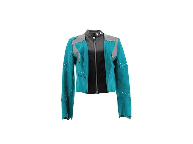 Coach Leather coat Turquoise  ref.1157986