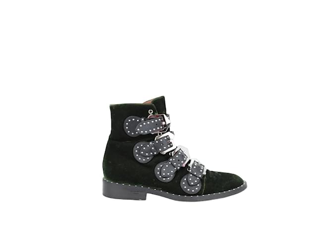Givenchy Velvet Buckle Boots Green  ref.1158018