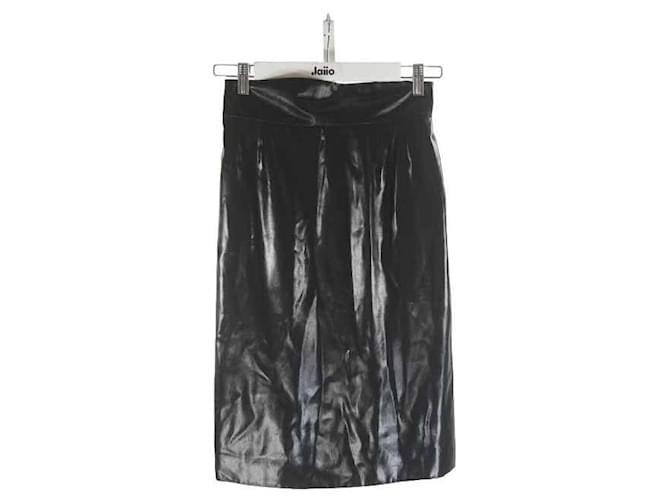 Chanel Falda negra Negro Viscosa  ref.1158127