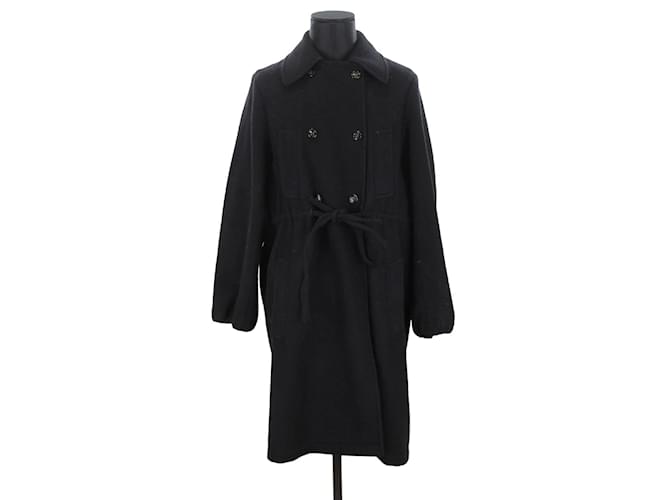 Yves Saint Laurent Abrigo de lana Negro  ref.1158138